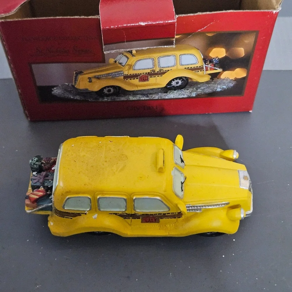 St Nicholas Square Village Accessory Yellow City Taxi Cab Car Vehicle Decor‎